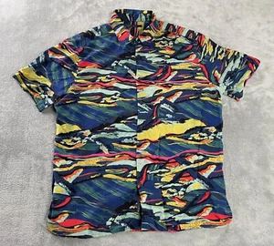 Perry Ellis Mens XL Viscose Button Up Camp Shirt Abstract Colorful Art Hawaiian - Picture 1 of 10