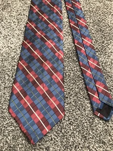 Principles for Men burgundy/blue 100% silk patterned smart tie 3.75" wide - Picture 1 of 5
