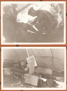 FOTO ORIGINAL Lote x 2 Campamento Segunda Guerra Mundial Ripley Little Falls Estampada Sin Mentón - Imagen 1 de 2