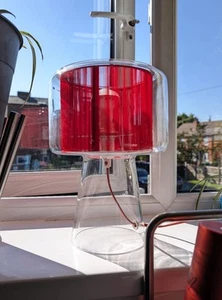 Lampada da tavolo vintage Marset Mercer vetro panno rosso disegnata Joan Gaspar arte retrò - Foto 1 di 24