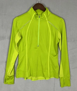Athleta Plush Tech 1/2 Zip 3.0 Womens Small Neon Green Long Sleeve Pullover - Picture 1 of 20