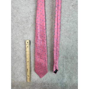 Herrenkrawatte rosa Thomas Pink London 100 % Seide rosa blau Blumenmuster - Bild 1 von 5