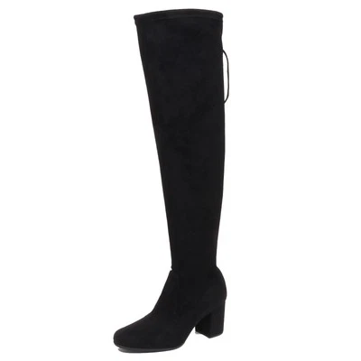 F8334 stivale donna eco suede UNISA black stretch boot shoe woman - Imagen 1 de 4