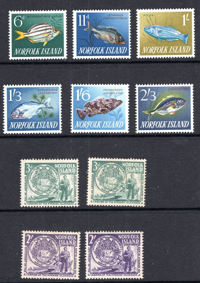 Norfolk Island Pre-Decimals Fish & Pitcairn Landing MNH - Image 1 of 1