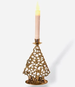 Candelabro de árbol de Navidad de latón vintage 9” base de belén India 1 lb 4 oz decoración - Imagen 1 de 8