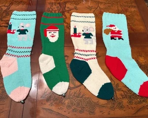 Calza natalizia nuova vintage lavorata a mano Babbo Natale topolino verde bianco scegli 1x - Foto 1 di 6