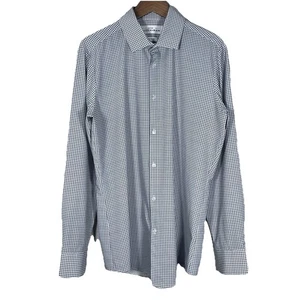 Mizzen+Main Men’s M Leeward Trim Fit Dress Shirt Blue Geometric Print - Picture 1 of 10