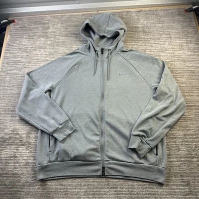 Nike Hoodie Mens Extra Large Large Gray Primary Fleece UV Performance Dri Fit - Image 1 of 4
