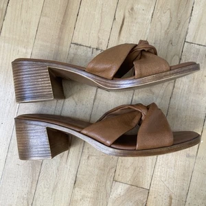 Cristina Francini  Tan Leather Sock Open Toe High Heel Sandals Women's Size 7.5 - Picture 1 of 8