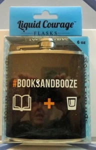 Frasco de coraje líquido #BooksAndBooze acero inoxidable 6 oz frasco de cadera negro nuevo en paquete - Imagen 1 de 6