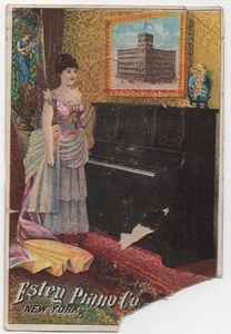 NEW YORK NY Trade Card ESTEY PIANO CO. Music Company Organ Factory c.1890's - Bild 1 von 3
