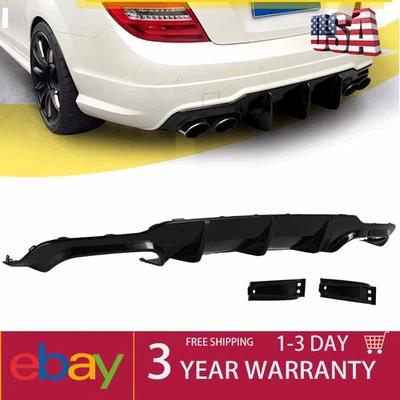 For Mercedes W204 C250 C300 C350 C63 AMG 2012-2014 Gloss Black ABS Rear Diffuser - Imagem 1 de 4