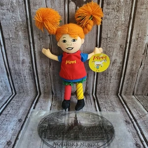 HTF Svezia Soft Toys Pippi Calza Lunga Capelli Rossi Trecce Peluche Bambola di Peluche - Foto 1 di 6