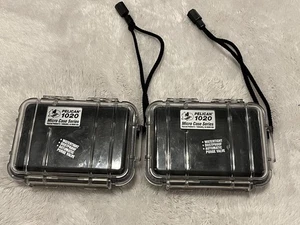 2 Pelican 1020 Watertight Hard Micro Case Rubber Liner Black 6 x 4 in W/Strap - Picture 1 of 7