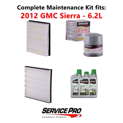 2012 GMC Sierra 6.2L Complete Air, Oil & Cabin Filter Kit (5W-30) Foto 1 de 4