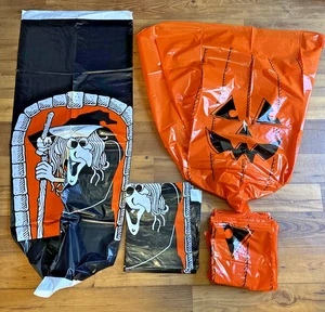 (15) Vintage Halloween HEXE KÜRBIS RASENTASCHE SET Bag-O-Fun Allied 1991 - Bild 1 von 1