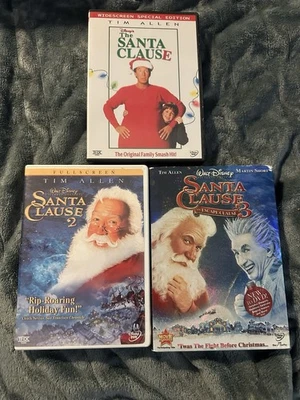 The Santa Clause 1 2 & 3 DVD Set Lot 1994 Tim Allen Christmas Movies Like New - Image 1 of 4