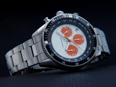 CAVADINI Herrenuhr Chronograph Edelstahl 10Bar Lünette drehbar CV-2015B orange - Bild 1 von 2