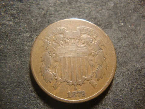 1872 F VF Solid Two Cents 2 Cents Piece Nice Flan Defect Free MTX Cover