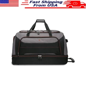 30-inch Rolling Duffel Bag W/ Drop Bottom Gray Polyester In-line Wheels New - Picture 1 of 6