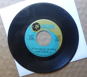 Hank Williams Jr. 45 RPM Record-It's All Over But The Crying - Picture 1 of 2