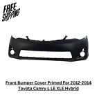 Front Bumper Cover Primed For 2012-2014 Toyota Camry L LE XLE Hybrid