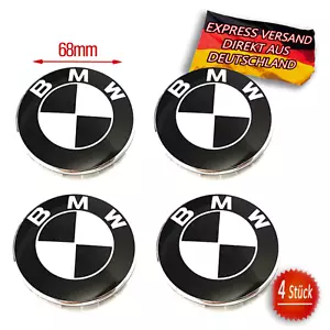4x 68mm Nabendeckel/Felgenkappen für BMW schwarz/weiss - Bild 1 von 1