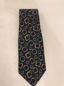 ALLEN LOLLY Teal Nottingham England Necktie 100% Imported Silk Solly Tie 58" - Picture 1 of 3
