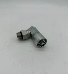 MBX90-06-08 (1) Crimp Fittings 3/8" Hose x 1/2" O-Ring Boss Swivel 90° - Picture 1 of 4