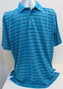 Men's PGA Tour Airflux Short Sleeve Polo Shirt Green Striped Size L - Bild 1 von 3
