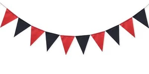 Uniwish Pre-Strung Black and Red Triangle Flag Banner Garland for Graduation ... - Picture 1 of 6