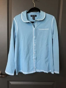 DENIM & CO. Blue Snap Up jacket, Shirt Medium 95%cotton 5%spandex Very Soft - Picture 1 of 5