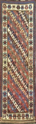 Antique Caucasian Hallway Runner Rug 9'6" x 3'2 Rare Vintage Hand-Knotted Carpet - Image 1 of 4