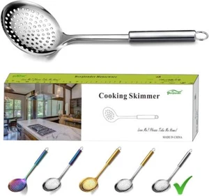 Stainless Steel Skimmer Strainer,Slotted Spoon for Cooking,Metal Kitchen Tool US - Picture 1 of 7