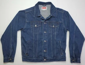 Giacca jeans Wrangler denim camionista uomo L usata in ottime condizioni lavaggio scuro sfoderata cowboy western  - Foto 1 di 8