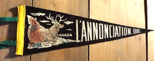 VINTAGE 1950s - 1960s LANNONCIATION QUEBEC PENNANT BANNER FLAG 12" CANADA - Picture 1 of 3