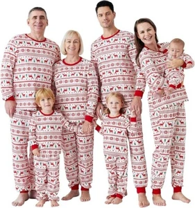 PATPAT Family Christmas Pjs Matching Sets Reindeer and Snowflake Patterned Sleep - Picture 1 of 6