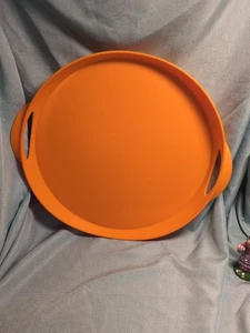 Guzzini Italy Ottoman Serviertablett orange stabil 16" x 18" mit Griffen strukturiert - Bild 1 von 9