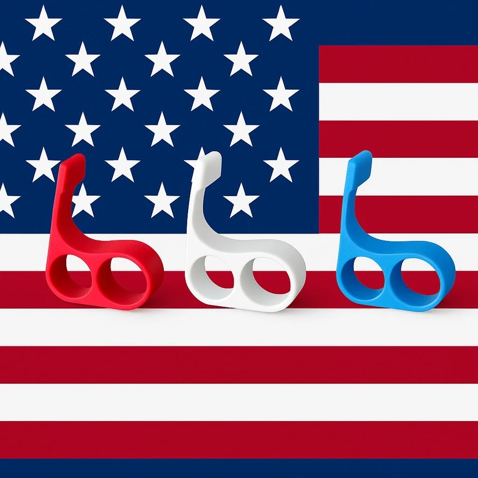 Red White Blue 3D Printed Phone Holder Finger Grip Stand for iPhone Android 3pcs - Image 1 of 4