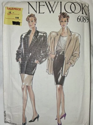 New Look 80’s Sewing Pattern #6089 Jacket Pencil Skirt Size 8-10-12-14-16-18 New - Image 1 of 2