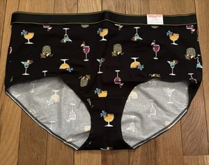 Plus Size 14/16 Lane Bryant Cacique Full Brief Cotton Panty Black Cocktail Wine - Picture 1 of 5