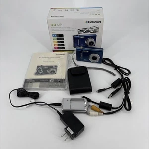 Polaroid t831 8 MP Blue Digital Camera Box Battery Cables Partially Tested READ - Picture 1 of 22