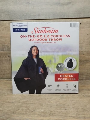 Sunbeam On-The-Go 2.0 Cordless Heated Outdoor Wearable Throw  50”x 66"  Open BOX - Image 1 of 4