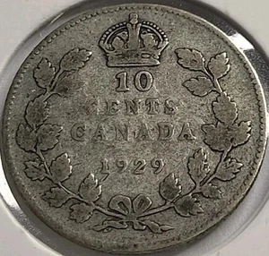 Canada 1929 Ten Cent 10 Cent Silver Coin - Picture 1 of 2