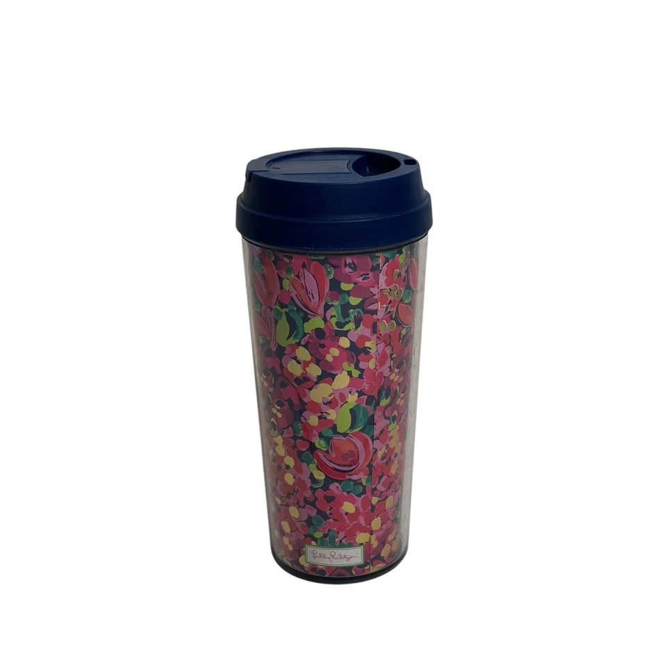 Vaso de café de viaje Lilly Pullitzer confeti salvaje floral niña preppy oficina Foto 1 de 4