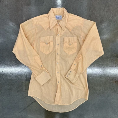 Camisa Rockmount Perla Snap Rockabilly Vaquero Naranja Occidental De Colección Años 60 70 Para Hombres   Foto 1 de 4