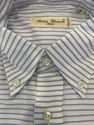 Camisa Finamore Napoli Algodón Azul/Blanco 15.75 (Eu 40/M) Nueva Con Etiquetas Foto 1 de 4