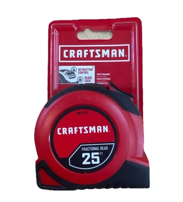 CRAFTSMAN 25-Ft Tape Measure with Fraction Markings, Retractable, Self-Locking B - Image 1 of 4