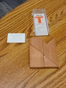 Vintage Pa's T Puzzle 4 Holzteile WM. F. Drueke & Sons Grand Rapids mit Lösung  - Bild 1 von 7