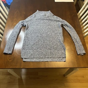 Vecchio maglione donna blu navy finto collo maglia marmorizzata grigio taglia S - Foto 1 di 7